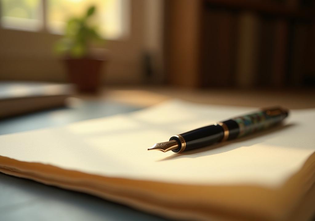 Soft lit paper and a classic fountain pen representing the agreement