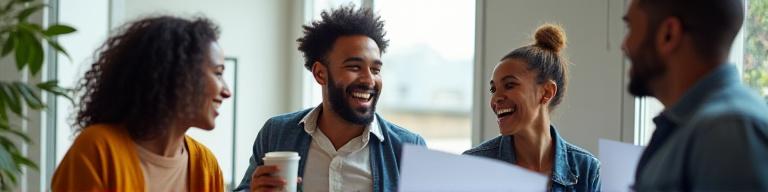 Students discussing over coffee